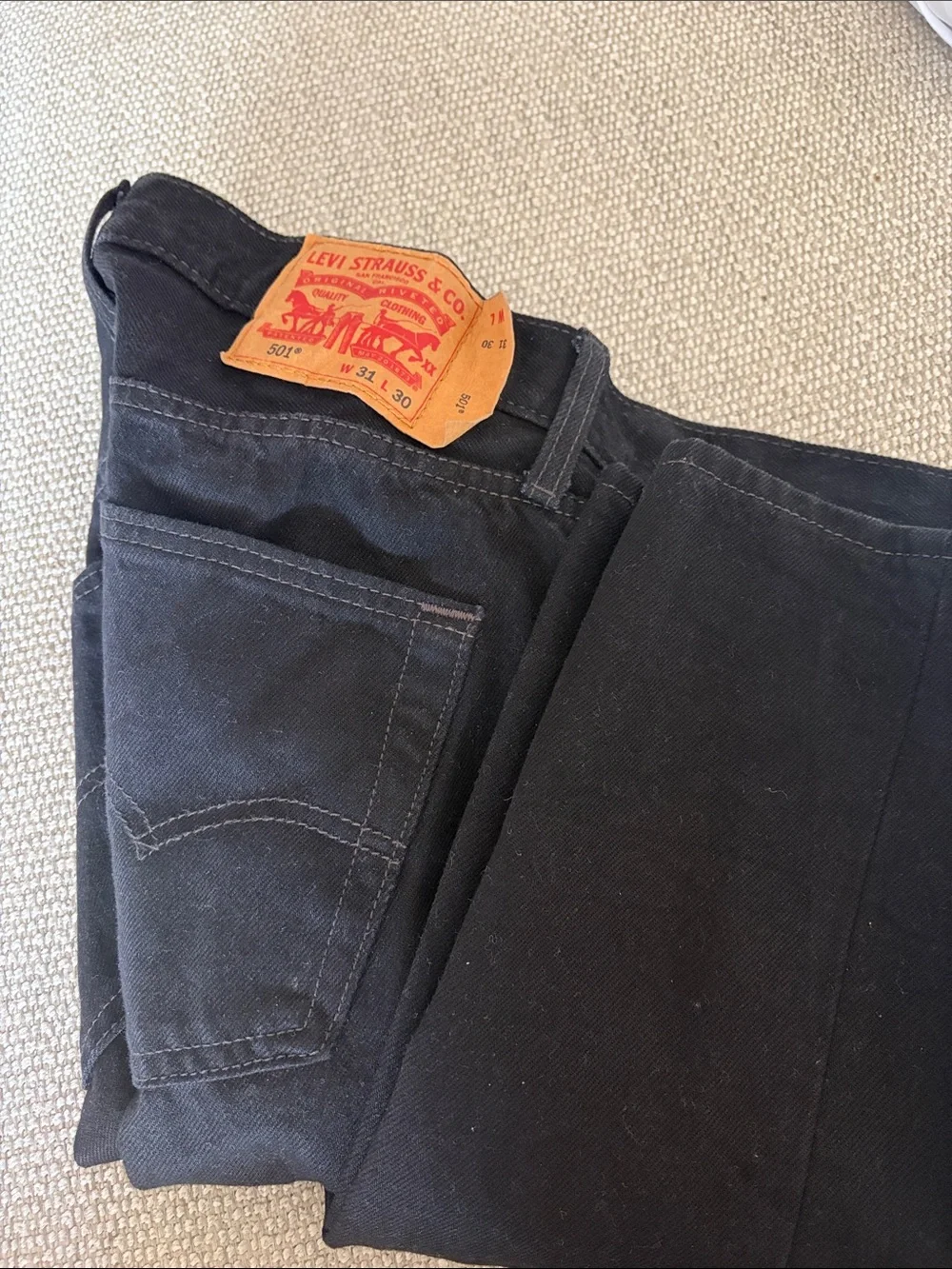Levi's Black 501 Jeans with Tan Label